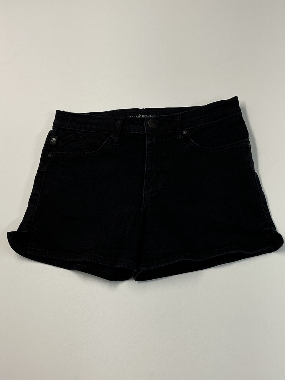 Rock & Republic Black Denim Shorts - Classic Five-Pocket